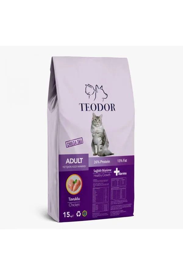 TEODOR ADULT TAVUKLU %26 PROTEİN YETİŞKİN KEDİ MAMASI 15KG